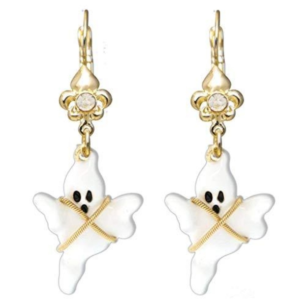 Ritzy Couture "Ghost Story" Spooky Halloween Earrings (Goldtone)